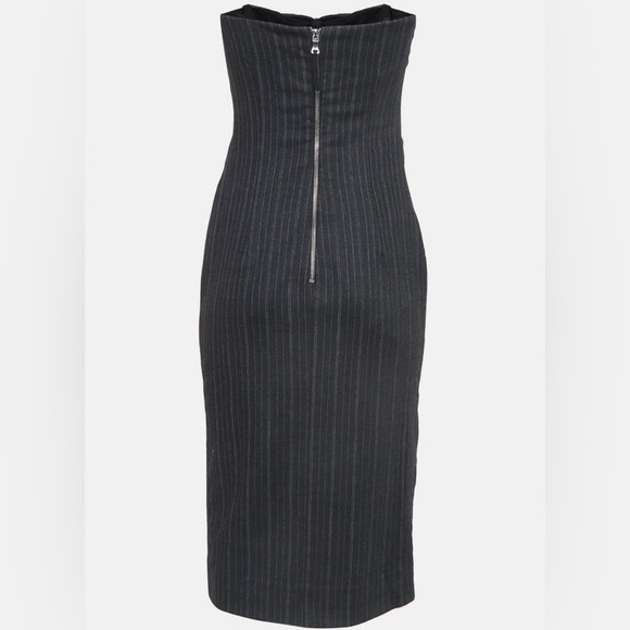 D&G Grey Pinstripe Gabardine Draped Detail Strapless Mini Dress size S-XS - Picture 3 of 16